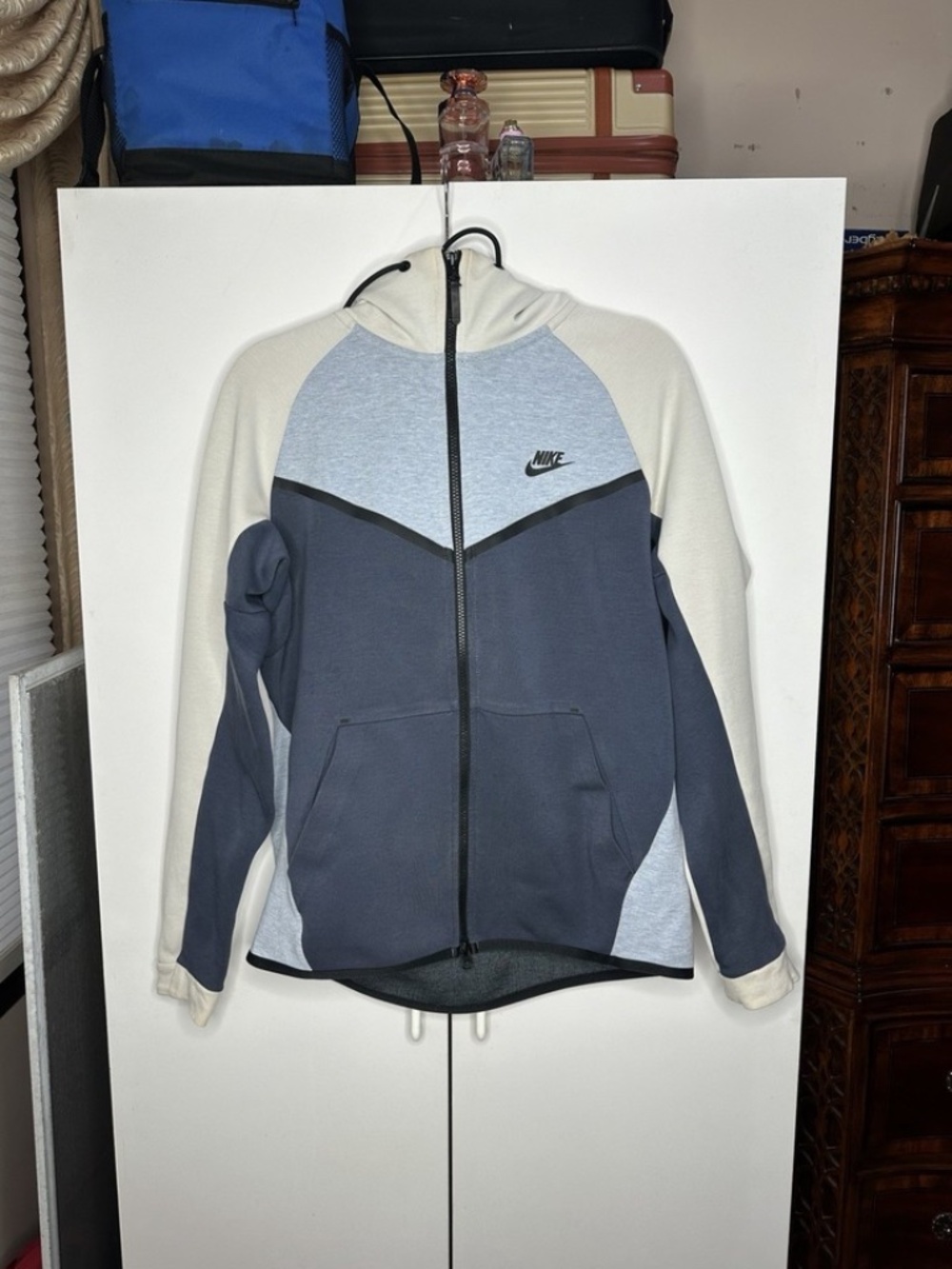 Nike Tech Fleece Windrunner Full Zip Hoodie Glacier Blue /Grey Mens Size Medium